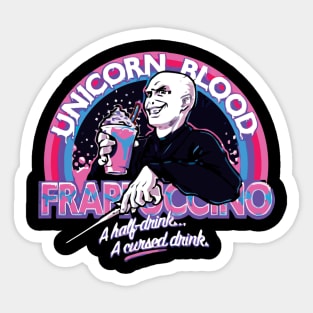 Unicorn blood t shirt frappuccino Sticker